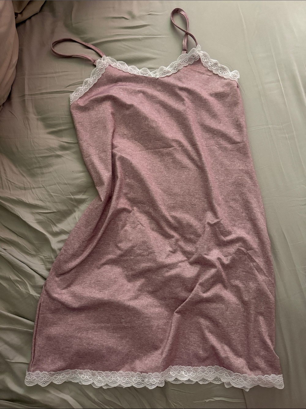 Women’s Lace-Trim Slip Chemise in Dusty Rose